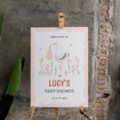 Pink Stork Watercolor Kinderdusche Poster