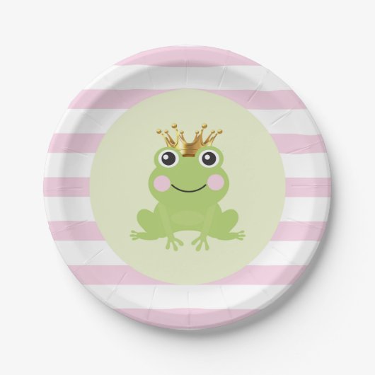 Pink Storybook Fairy Tale Frog Prince Baby Dusche Pappteller (Vorderseite)