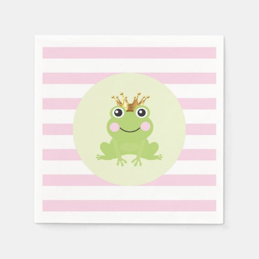 Pink Storybook Fairy Tale Frog Prince Baby Dusche Serviette (Vorderseite)