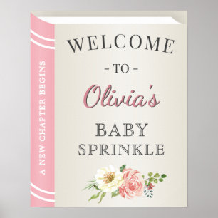 Pink Storybook Library Baby Girl Sprinkle Willkomm Poster