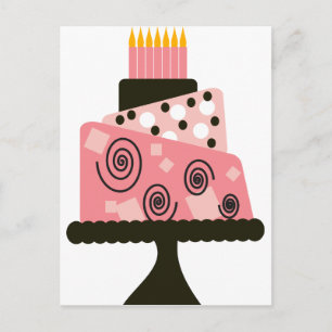 Pink Strange Birthday Cake Postkarte