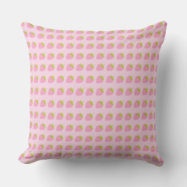 Pink Strawberries Cute Pattern Kissen (Vorderseite)