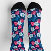 Pink strawberries on blue socken (Oben)