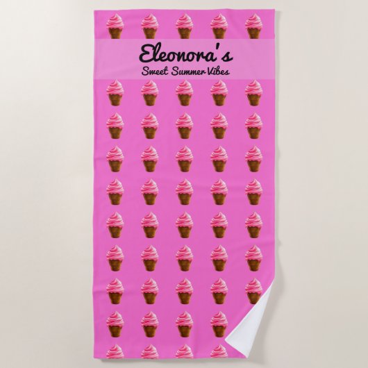Pink Strawberry and Chocolate Ice Cream Pattern Strandtuch (Vorderseite)