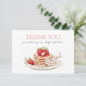 Pink Strawberry Baby Brunch Danke Karte (Stehend Vorderseite)