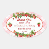 Pink Strawberry Baby Dusche Danke Sticker (Vorderseite)