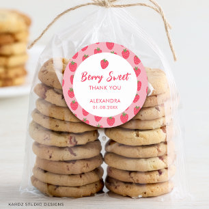 Pink Strawberry Baby Dusche Gefallen Runder Aufkleber