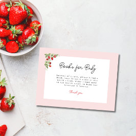 Pink Strawberry Baby Shower Books for Baby Begleitkarte