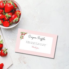 Pink Strawberry Baby Shower Diaper Raffle Begleitkarte