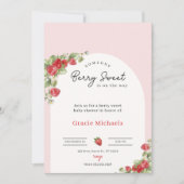 Pink Strawberry Baby Shower Invitation Einladung (Vorderseite)