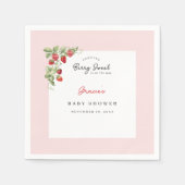 Pink Strawberry Baby Shower Napkin Serviette (Vorderseite)