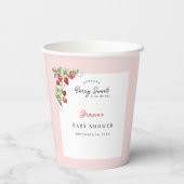 Pink Strawberry Baby Shower Pappbecher (Rückseite)