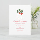 Pink Strawberry Baby Shower Sprinkle Botanical Einladung (Stehend Vorderseite)