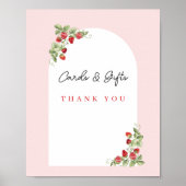 Pink Strawberry Baby Shower Tabletop Sign Poster (Vorne)