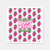 Pink Strawberry Berry First Birthday Paper Napkin Serviette (Vorderseite)