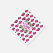 Pink Strawberry Berry First Birthday Paper Napkin Serviette (Ecke)