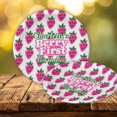 Pink Strawberry Berry First Birthday  Pappteller