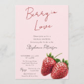 Pink Strawberry Berry In Love Bridal Shower Einladung (Vorderseite)