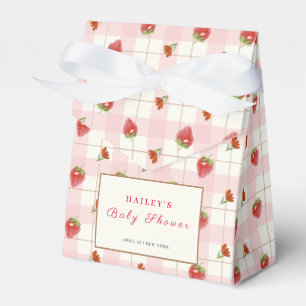 Pink Strawberry Berry Sweet Gingham Baby Dusche Geschenkschachtel