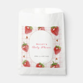 Pink Strawberry Berry Sweet Gingham Baby Dusche Geschenktütchen (Vorderseite)