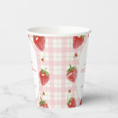Pink Strawberry Berry Sweet Gingham Baby Dusche Pappbecher (Links)