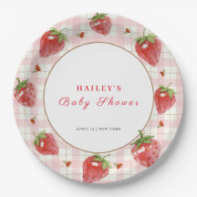 Pink Strawberry Berry Sweet Gingham Baby Dusche