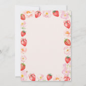 Pink Strawberry Bow Floral Baby Shower Einladung (Rückseite)