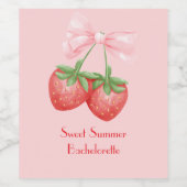 pink strawberry bridal shower weinetikett (Einzelnes Label)