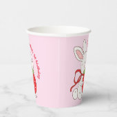 Pink Strawberry Bunny Birthday Pappbecher (Rechts)