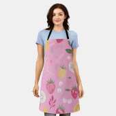 "Pink Strawberry Citrus Floral Schürze (Getragen)