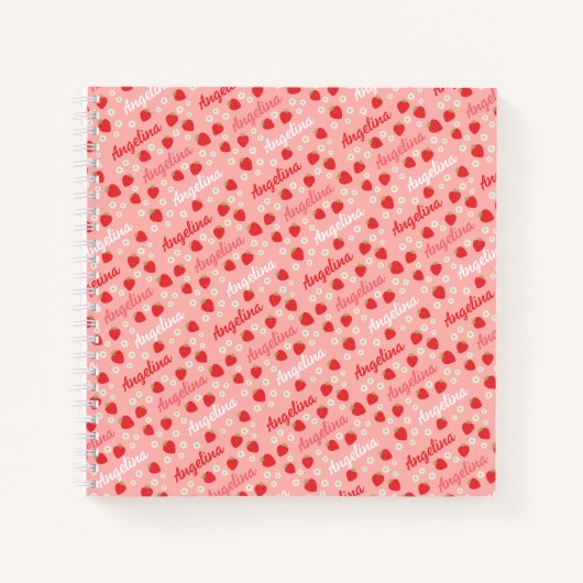 Pink Strawberry Custom Notebook Journal Notizblock (Vorderseite)
