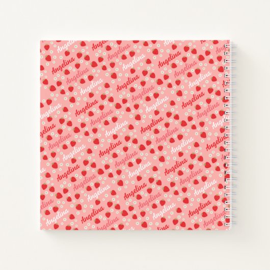Pink Strawberry Custom Notebook Journal Notizblock (Rückseite)