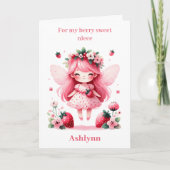 Pink Strawberry Fairy Berry Birthday Niece Karte (Vorderseite)