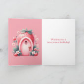 Pink Strawberry Fairy Berry Birthday Sister Karte (Innenseite)