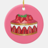 Pink Strawberry Fraisier Cake French Pastry Köche Keramik Ornament (Hinten)