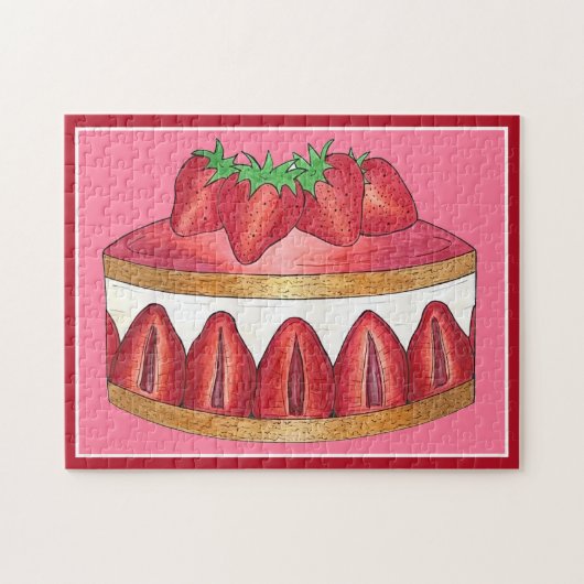 Pink Strawberry Fraisier Cake French Pastry Köche Puzzle (Horizontal)