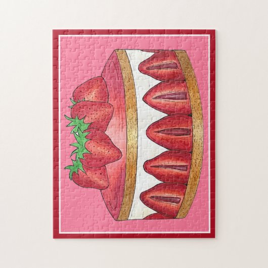 Pink Strawberry Fraisier Cake French Pastry Köche Puzzle (Vertikal)
