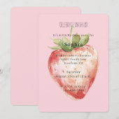 Pink Strawberry Fruit Birthday Einladung (Vorne/Hinten)