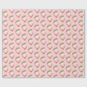 Pink Strawberry Fruit Birthday Geschenkpapier (Flach)