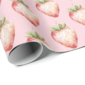 Pink Strawberry Fruit Birthday Geschenkpapier (Rolleneckpunkt)