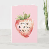 Pink Strawberry Fruit Birthday Karte (Vorderseite)