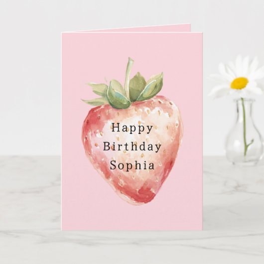 Pink Strawberry Fruit Birthday Karte (Kleine Pflanze)