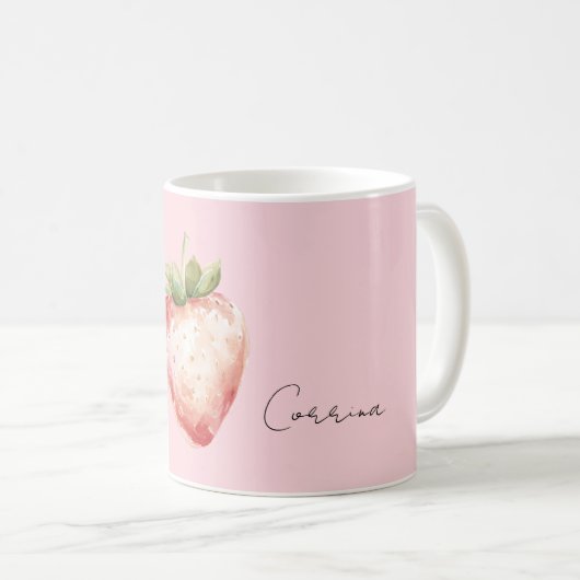 Pink Strawberry Fruit Kaffeetasse (VorderseiteRechts)