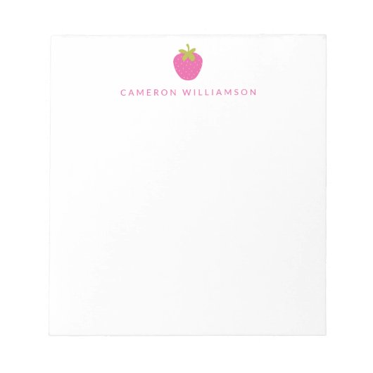Pink Strawberry Fruit Personalized Stationery Notizblock (Vorderseite)