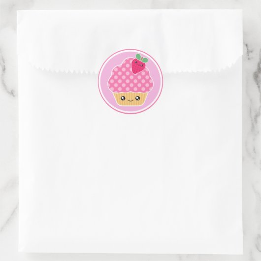 Pink Strawberry Kawaii Cupcake Stickers (Tasche)