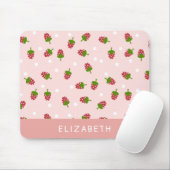 Pink Strawberry Kawaii Girly Niedliche Ästhetik Pa Mousepad (Mit Mouse)