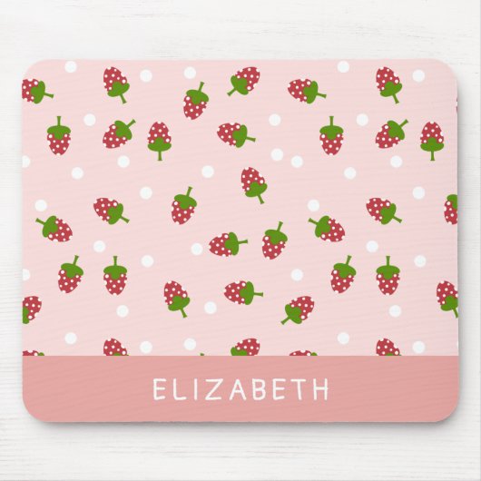 Pink Strawberry Kawaii Girly Niedliche Ästhetik Pa Mousepad (Vorne)