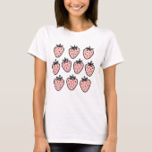 Pink Strawberry Pattern – Cute Hand-Drawn Fruit Do T-Shirt (Vorderseite)