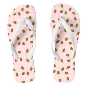 Pink Strawberry Pattern Niedlich Girly Kawaii Badesandalen