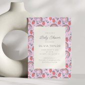 Pink Strawberry Rainbow Retro Baby Shower Einladung